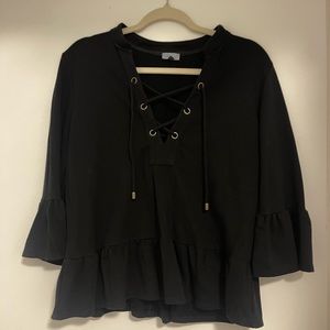 Peplum lace up blouse